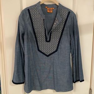 Tory Burch light denim tunic